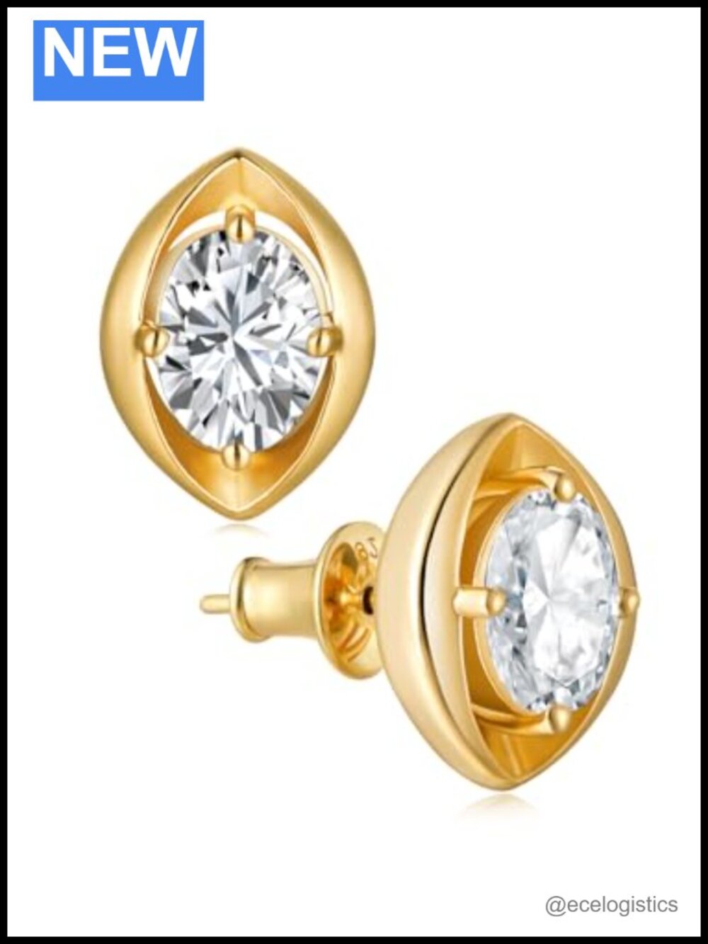 2ct Moissanite Princess/Pear/Teardrop/Oval Cut Stud Earrings Gold Plated 925